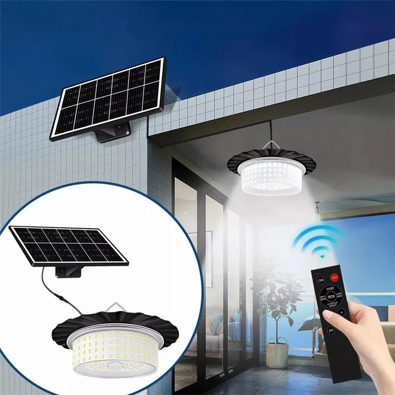 244LED Hanging Solar Light Waterproof Yard Garden Patio Human Body Sensing Light with Remote Control
