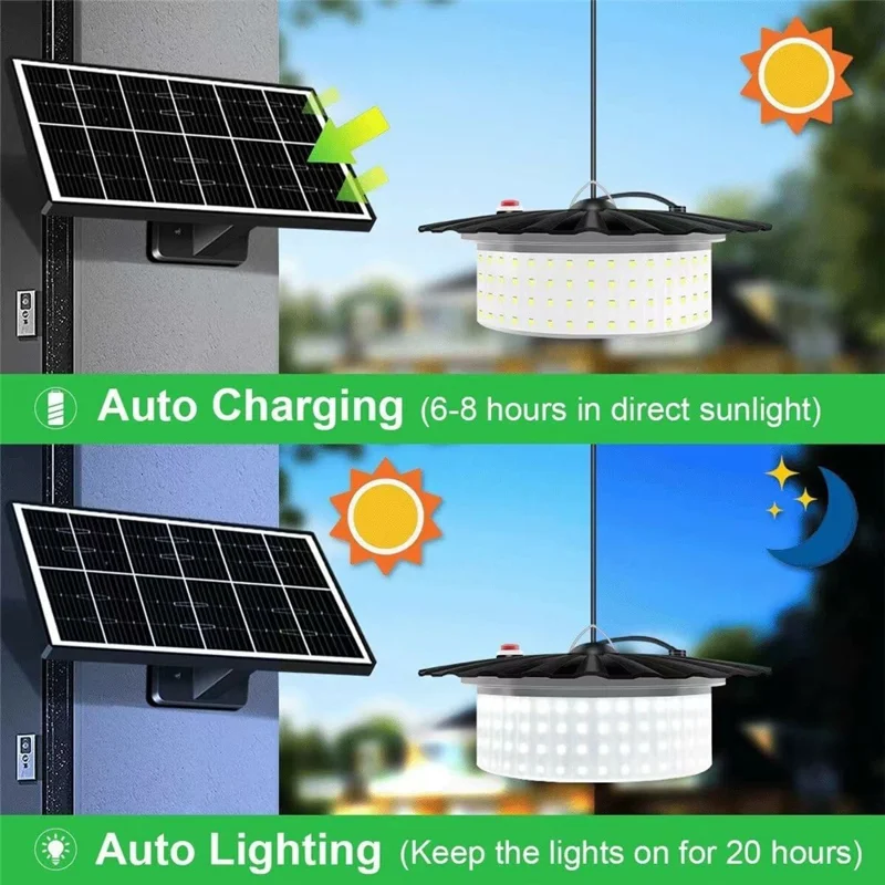244LED Hanging Solar Light Waterproof Yard Garden Patio Human Body Sensing Light with Remote Control