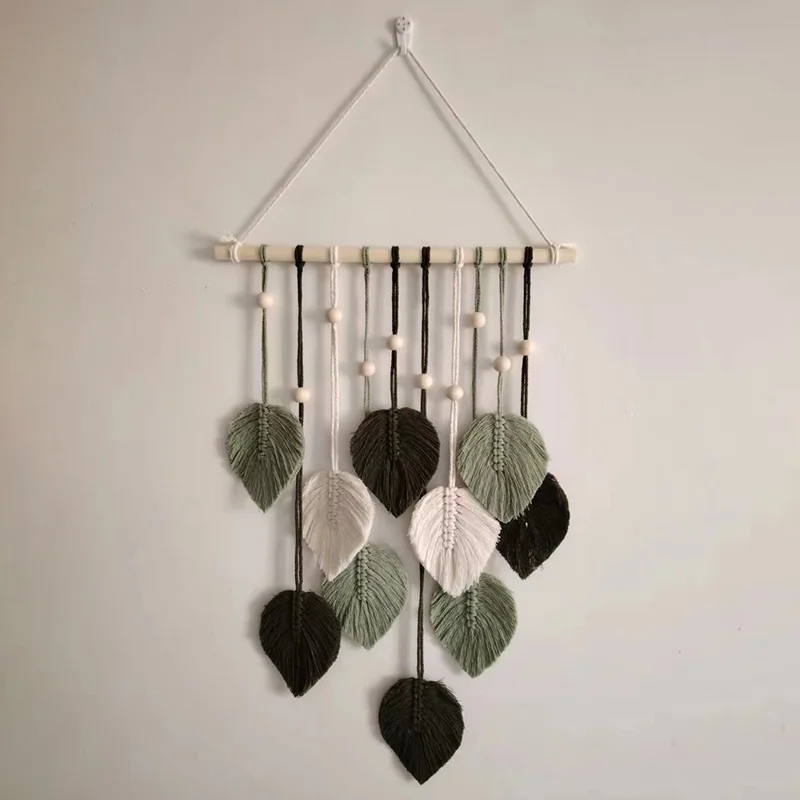 Bohemian Handwoven Cotton Rope Tree Leaf Tapestry Living Room Wall Decoration
