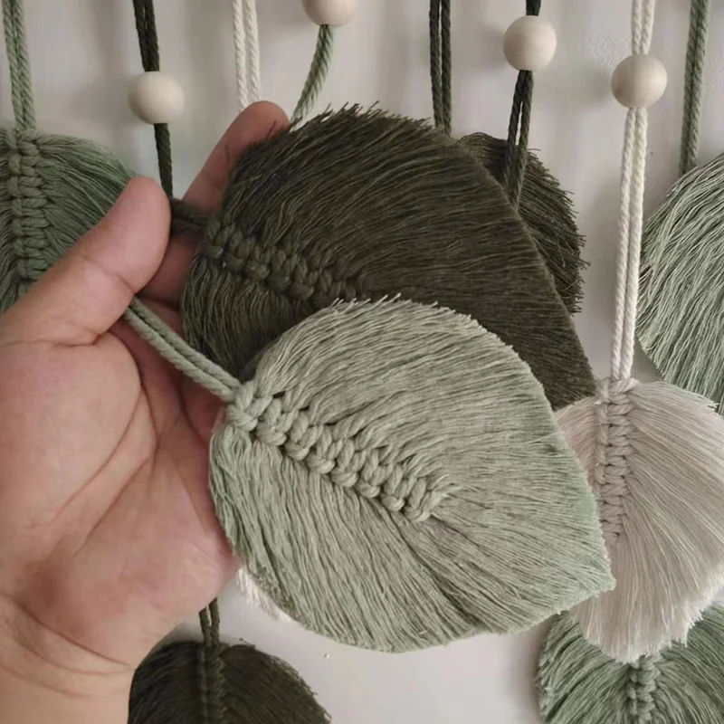 Bohemian Handwoven Cotton Rope Tree Leaf Tapestry Living Room Wall Decoration
