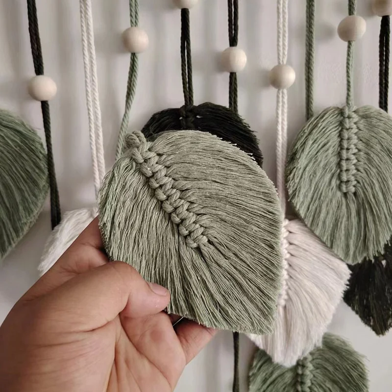 Bohemian Handwoven Cotton Rope Tree Leaf Tapestry Living Room Wall Decoration
