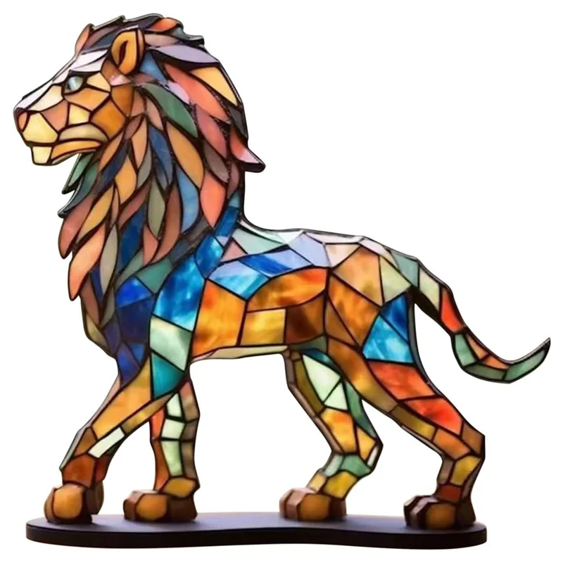 Wild Animal Colorful Acrylic Art Desktop Ornament Home Office Decorative Ornament - Lion