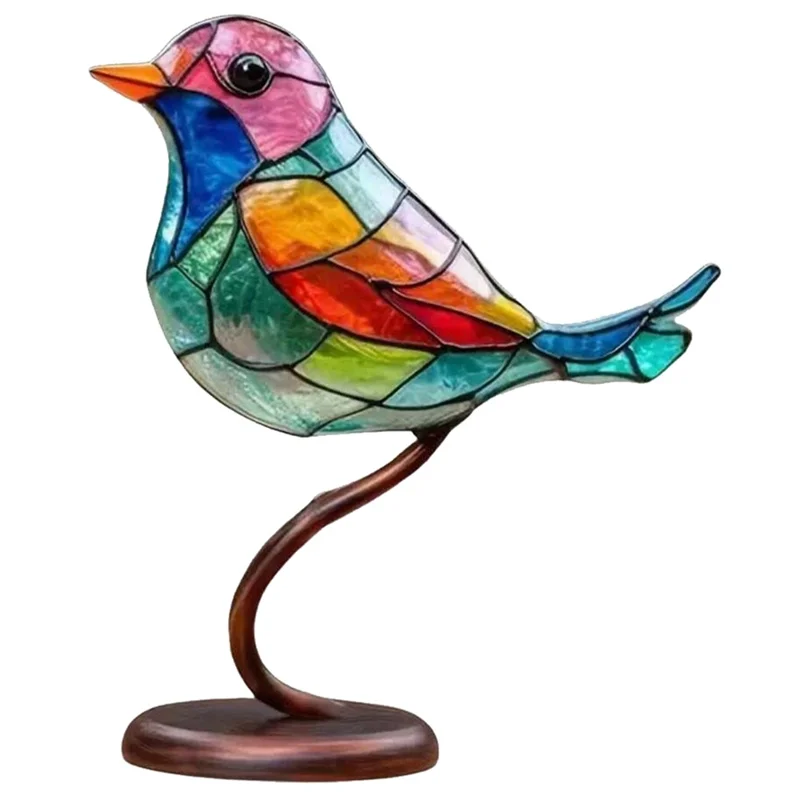 Colorful Bird Metal Desktop Ornament Home Office Flat Decorative Ornament, 1 Bird