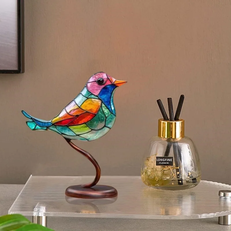 Colorful Bird Metal Desktop Ornament Home Office Flat Decorative Ornament, 1 Bird