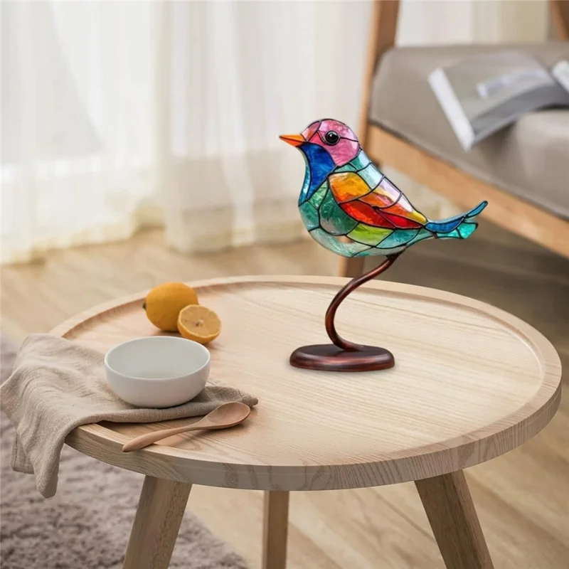 Colorful Bird Metal Desktop Ornament Home Office Flat Decorative Ornament, 1 Bird