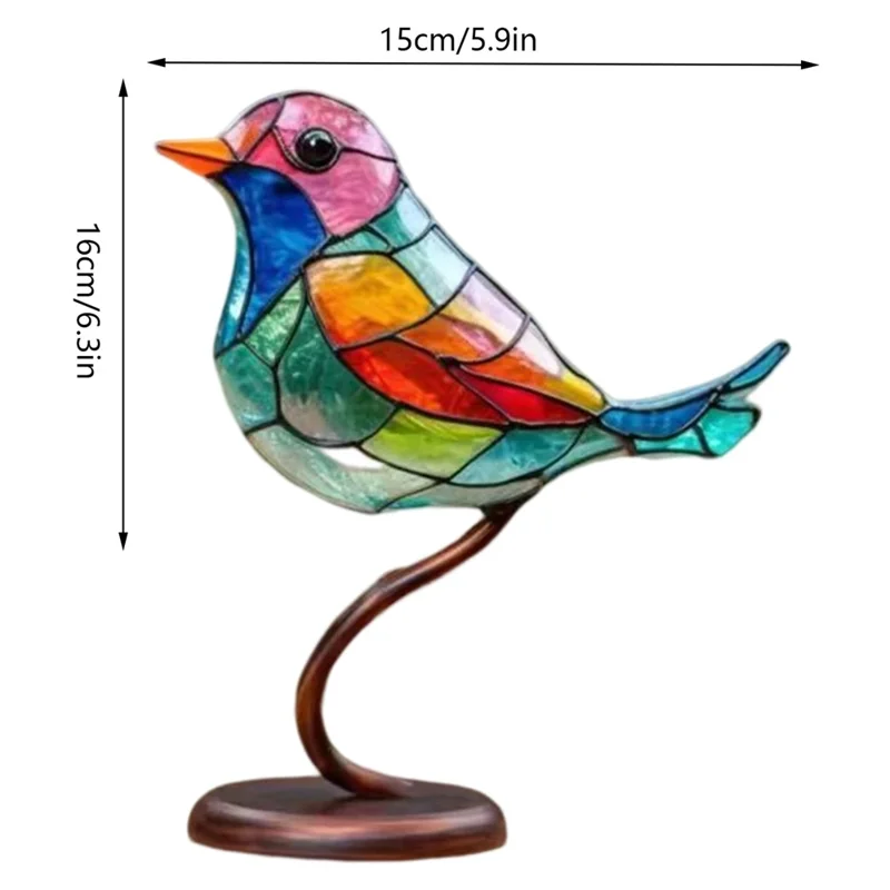 Colorful Bird Metal Desktop Ornament Home Office Flat Decorative Ornament, 1 Bird