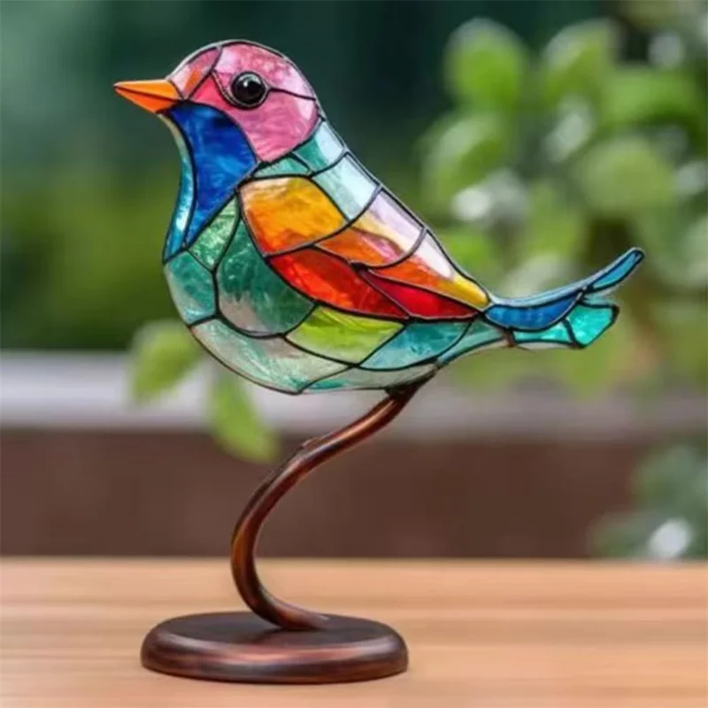Colorful Bird Metal Desktop Ornament Home Office Flat Decorative Ornament, 1 Bird
