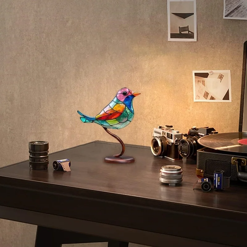 Colorful Bird Metal Desktop Ornament Home Office Flat Decorative Ornament, 1 Bird