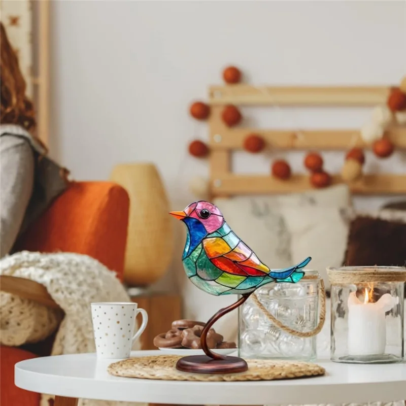 Colorful Bird Metal Desktop Ornament Home Office Flat Decorative Ornament, 1 Bird