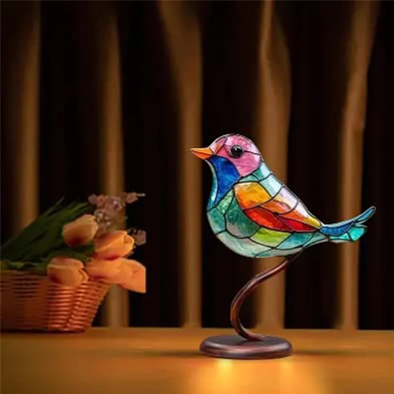 Colorful Bird Metal Desktop Ornament Home Office Flat Decorative Ornament, 1 Bird