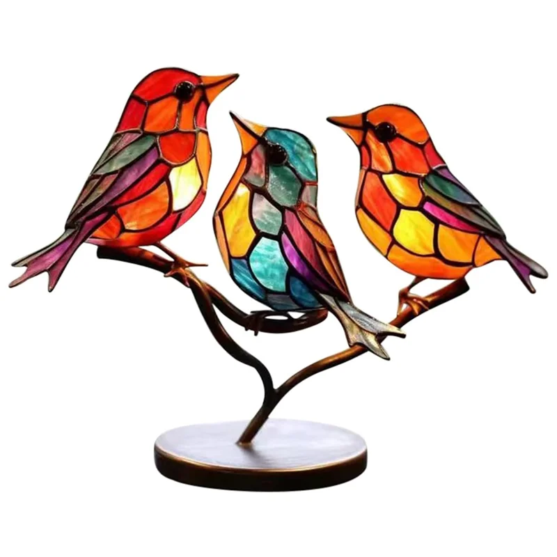 Colorful Bird Metal Desktop Ornament Home Office Flat Decorative Ornament, Different Direction 3-Bird