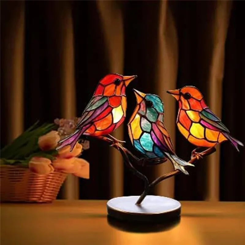 Colorful Bird Metal Desktop Ornament Home Office Flat Decorative Ornament, Different Direction 3-Bird