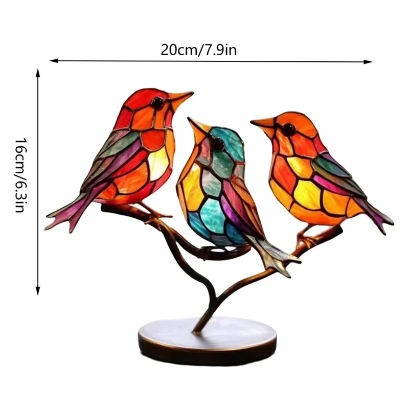 Colorful Bird Metal Desktop Ornament Home Office Flat Decorative Ornament, Different Direction 3-Bird