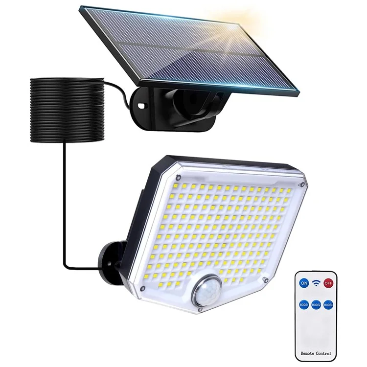 222LED Waterproof Outdoor Solar Wall Lamp Motion Sensor Garden Yard Garage Light with Remote Control