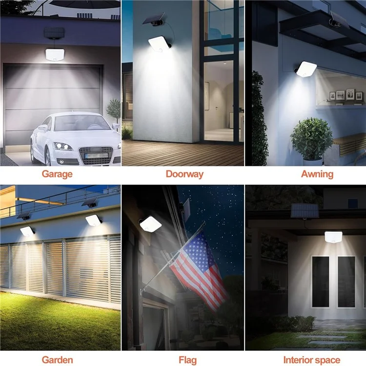 222LED Waterproof Outdoor Solar Wall Lamp Motion Sensor Garden Yard Garage Light with Remote Control