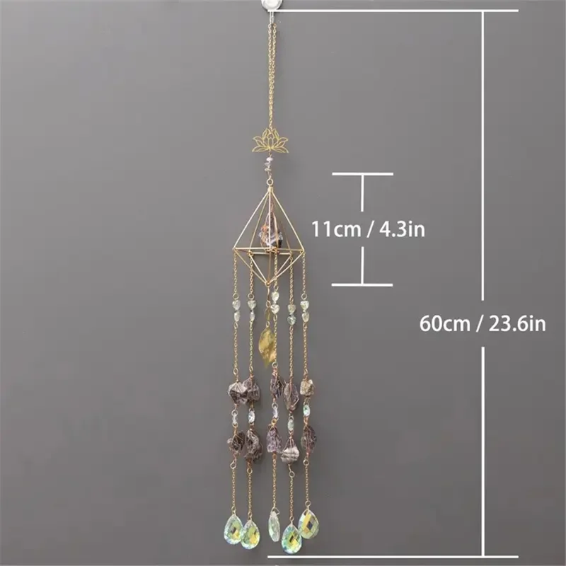 Colgante de Cristal Natural Gravel Sun Catcher Jardín Balcón Colgante de Viento Ornamento - Rosa