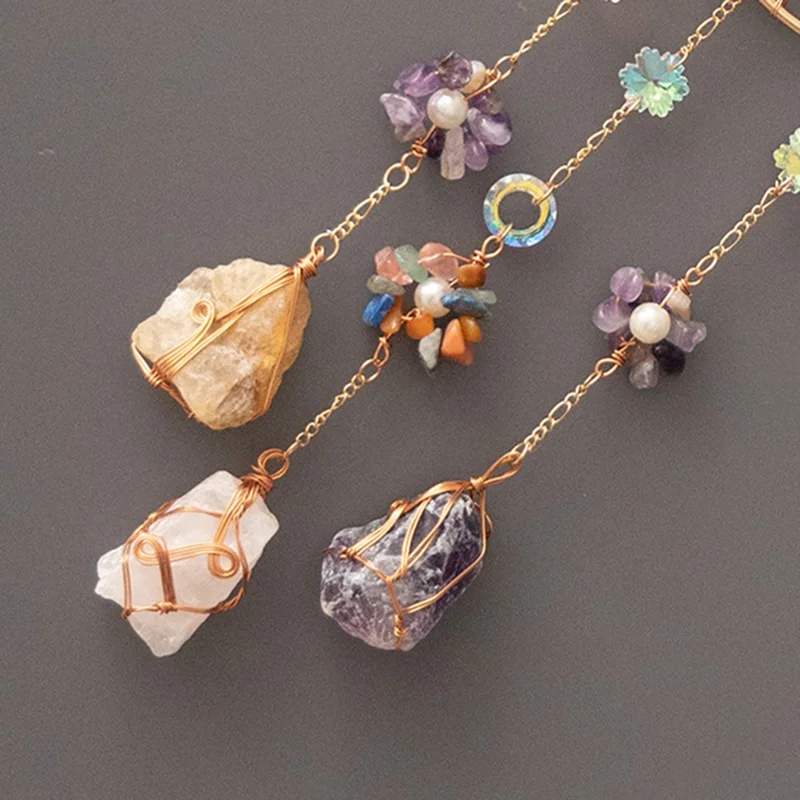 Crystal Pendant Metal Moon Ornament Sun Catcher Outdoor Window Hanging Decoration