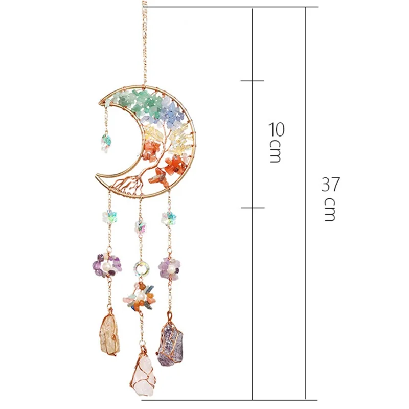 Crystal Pendant Metal Moon Ornament Sun Catcher Outdoor Window Hanging Decoration