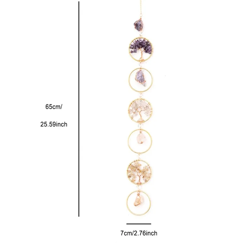 Vida Árbol Natural Cristal Gema Grava Sun Catcher Home Garden Balcón Colgando Adorno