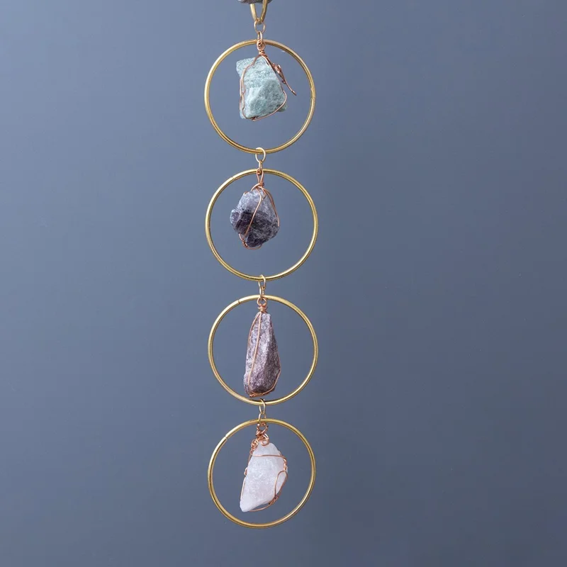 Crystal Raw Stone Wind Chime Hanging Ornament Home Wall Decor
