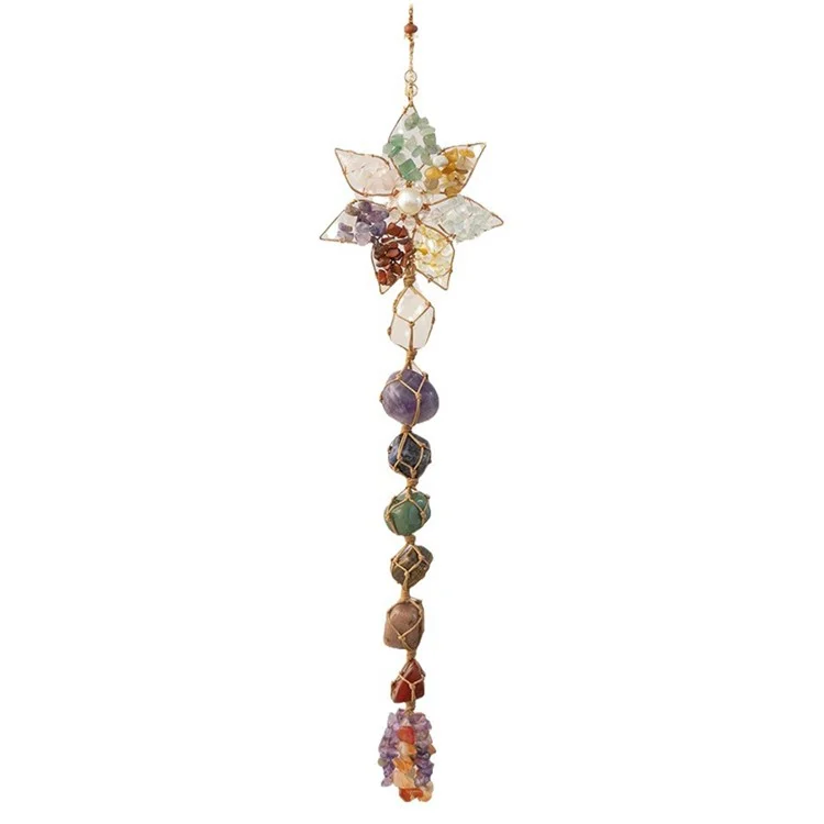 Colorful Natural Stone Seven-Color Crystal Hanging Decor Hand-Woven Lotus Dream Catcher Ornament

Decorazione colorata in pietra naturale con cristalli di sette colori, appesa, realizzata a mano con un tessuto a trama di loto, un ornamento acchiappasogni.