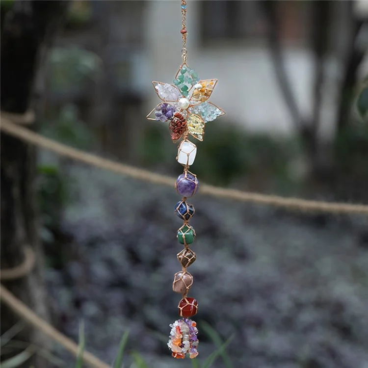Colorful Natural Stone Seven-Color Crystal Hanging Decor Hand-Woven Lotus Dream Catcher Ornament

Decorazione colorata in pietra naturale con cristalli di sette colori, appesa, realizzata a mano con un tessuto a trama di loto, un ornamento acchiappasogni.