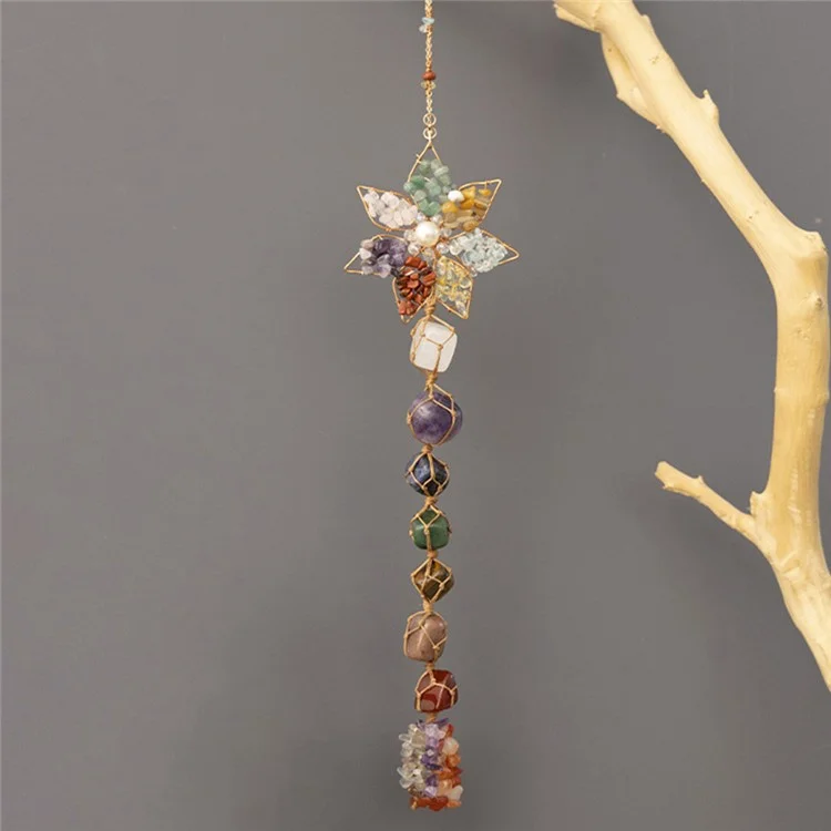 Colorful Natural Stone Seven-Color Crystal Hanging Decor Hand-Woven Lotus Dream Catcher Ornament

Decorazione colorata in pietra naturale con cristalli di sette colori, appesa, realizzata a mano con un tessuto a trama di loto, un ornamento acchiappasogni.
