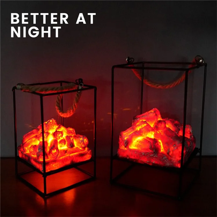 Imitation Charcoal Flame Lamp LED Decorative Light Iron Ornament Home Decoration - Style E