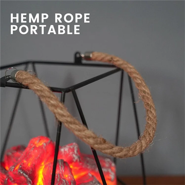 Imitation Charcoal Flame Lamp LED Decorative Light Iron Ornament Home Decoration - Style E