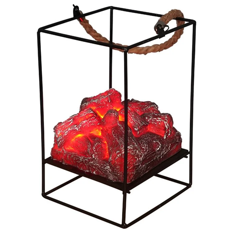 Lâmpada Decorativa de Luz LED de Imitação de Chama de Carvão de Ferro Ornamento Decoração de Casa - Estilo B