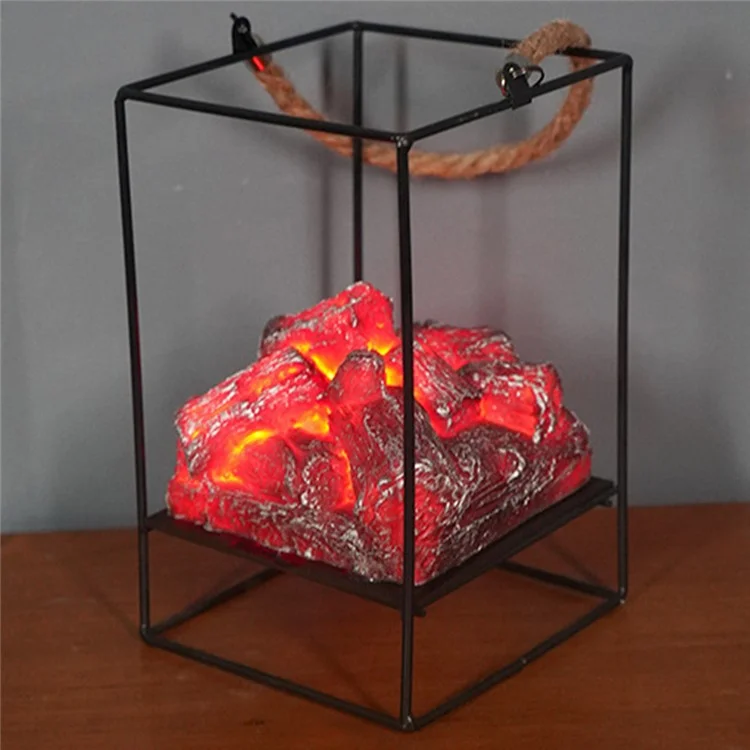 Lâmpada Decorativa de Luz LED de Imitação de Chama de Carvão de Ferro Ornamento Decoração de Casa - Estilo B