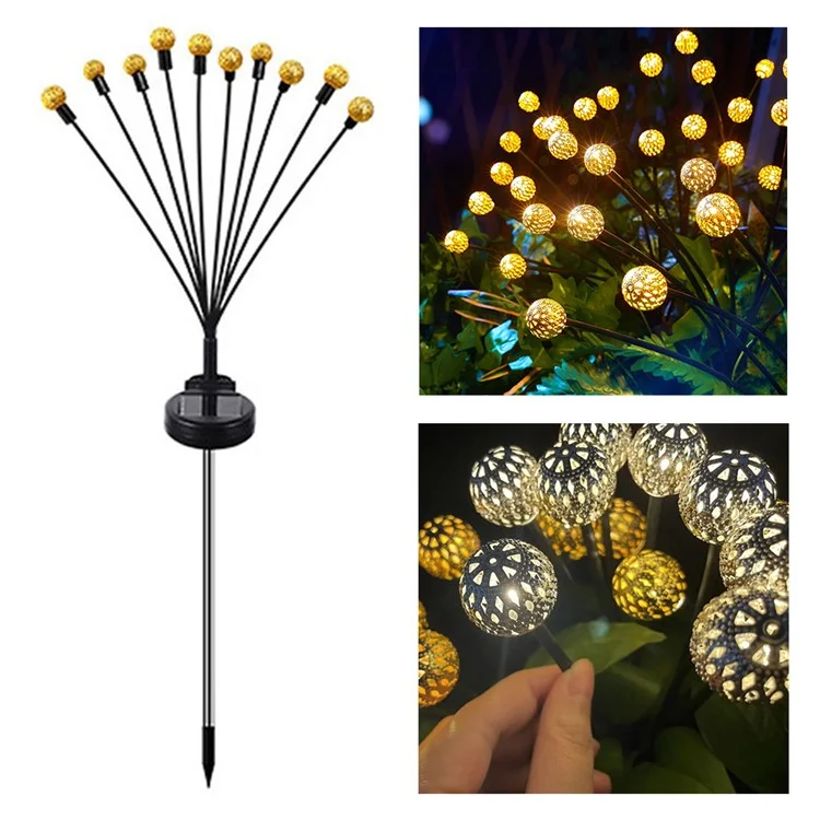 Luce a Sfera Solare a 10 Teste Modi 2 Modi Light Lawn Lawn Luce - Luce Bianca Calda