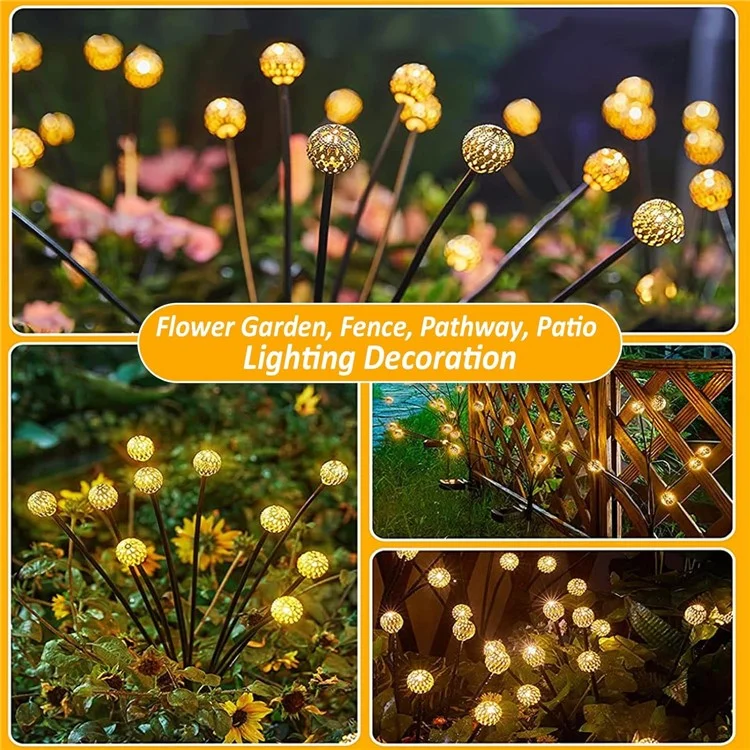 Luce a Sfera Solare a 10 Teste Modi 2 Modi Light Lawn Lawn Luce - Luce Bianca Calda