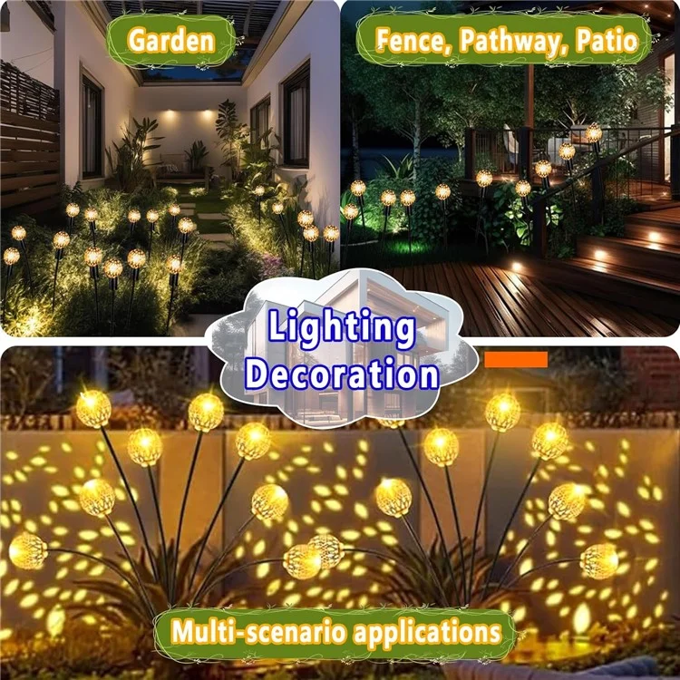 Luce a Sfera Solare a 10 Teste Modi 2 Modi Light Lawn Lawn Luce - Luce Bianca Calda