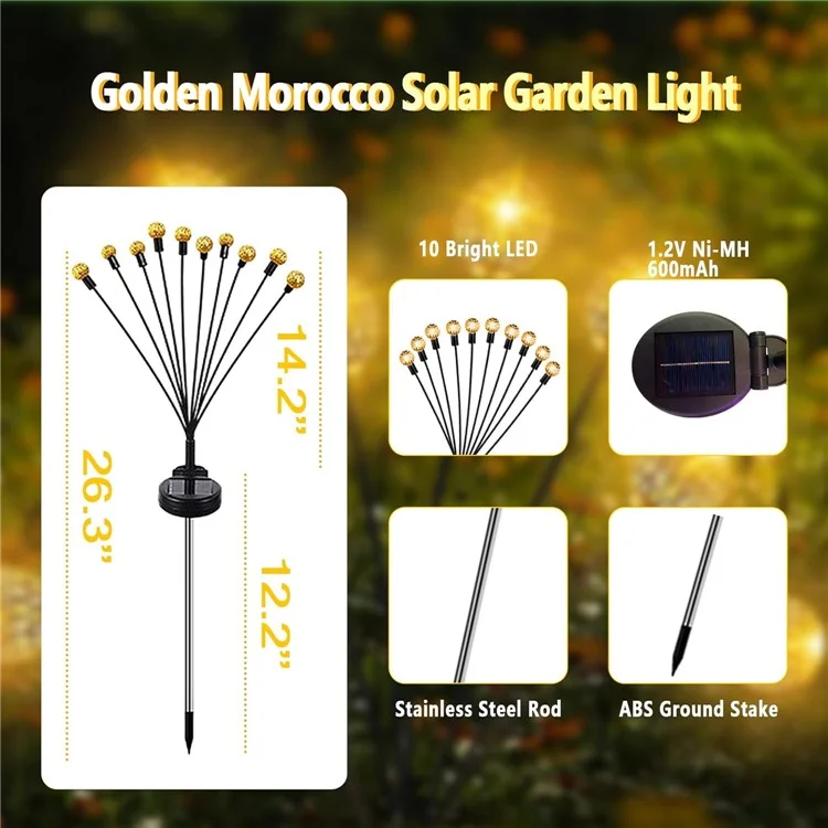Luce a Sfera Solare a 10 Teste Modi 2 Modi Light Lawn Lawn Luce - Luce Bianca Calda