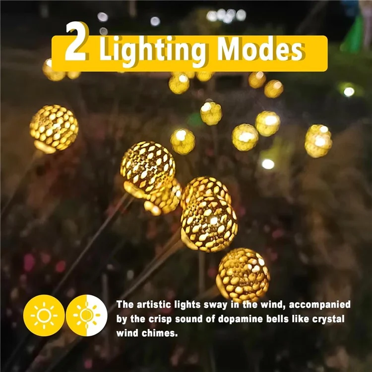 Luce a Sfera Solare a 10 Teste Modi 2 Modi Light Lawn Lawn Luce - Luce Bianca Calda