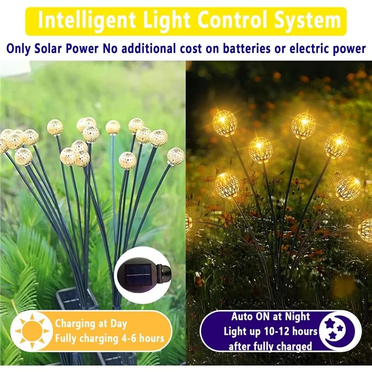 Luce a Sfera Solare a 10 Teste Modi 2 Modi Light Lawn Lawn Luce - Luce Bianca Calda