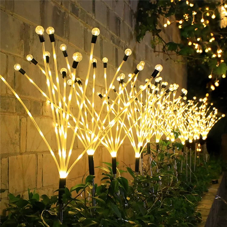 2pcs 8 Cabeças Movidas a Solar Firefly Light 2 Modos Modos Paisagem Jardim de Jardim - Luz Branca Quente
