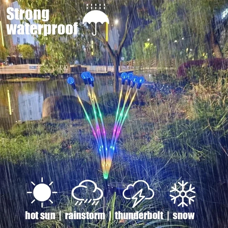 2pcs 8 Cabeças Movidas a Solar Firefly Light 2 Modos Modos Paisagem Jardim de Jardim - Luz Branca Quente