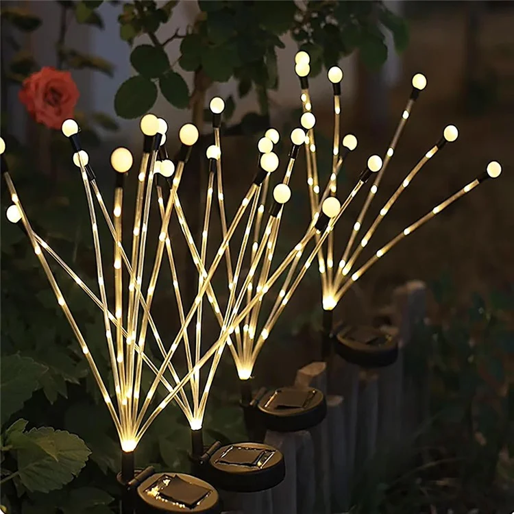 2pcs 8 Cabeças Movidas a Solar Firefly Light 2 Modos Modos Paisagem Jardim de Jardim - Luz Branca Quente