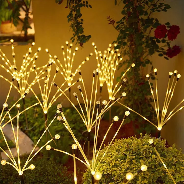 2pcs 8 Cabeças Movidas a Solar Firefly Light 2 Modos Modos Paisagem Jardim de Jardim - Luz Branca Quente