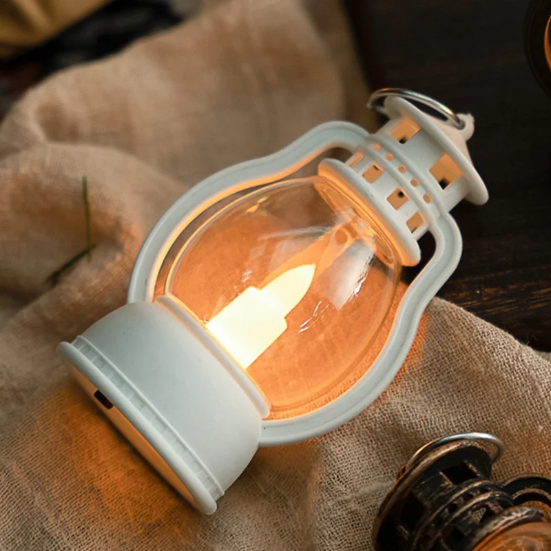 Retro Kerosene Lamp Simulation Candle Lantern Christmas Decoration Atmosphere Light - White