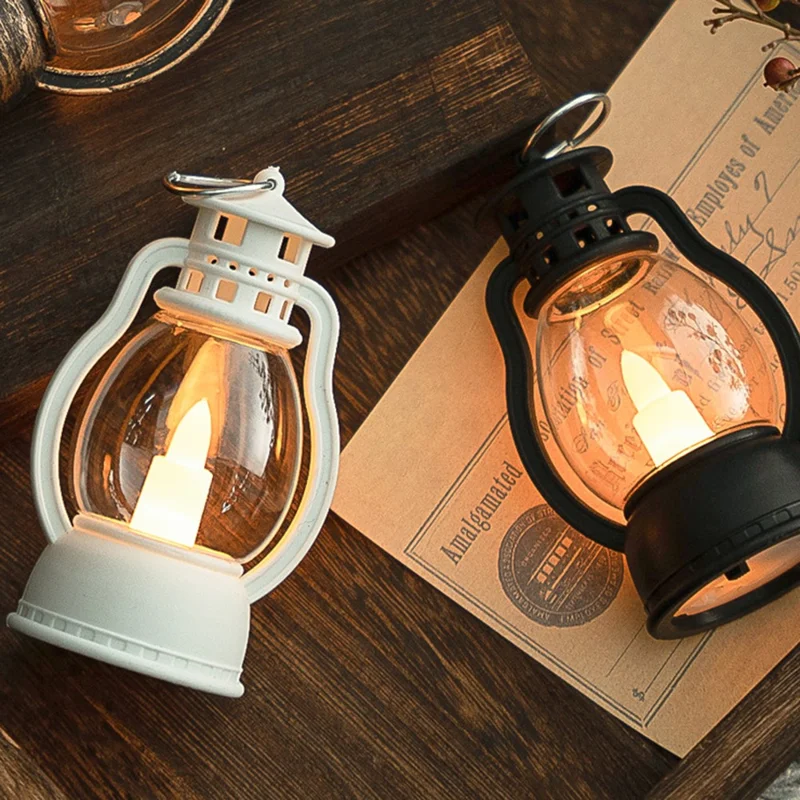 Retro Kerosene Lamp Simulation Candle Lantern Christmas Decoration Atmosphere Light - White