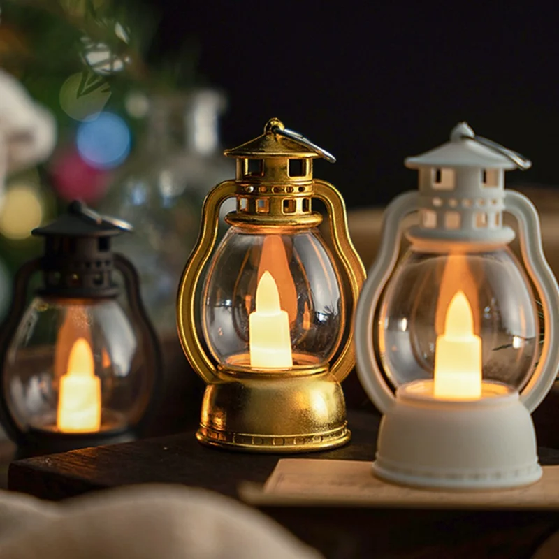 Retro Kerosene Lamp Simulation Candle Lantern Christmas Decoration Atmosphere Light - White