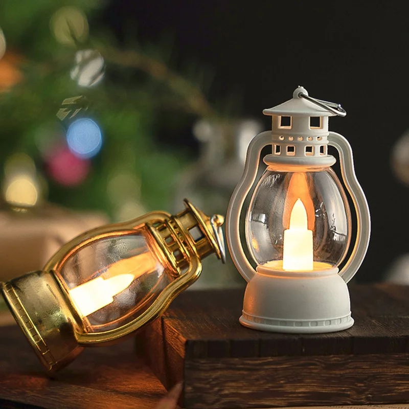 Retro Kerosene Lamp Simulation Candle Lantern Christmas Decoration Atmosphere Light - White