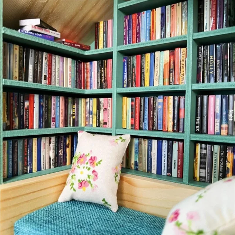 Anxiety Bookshelf Ornament Handmade Mini Room Box Wooden Miniature Book Shelf