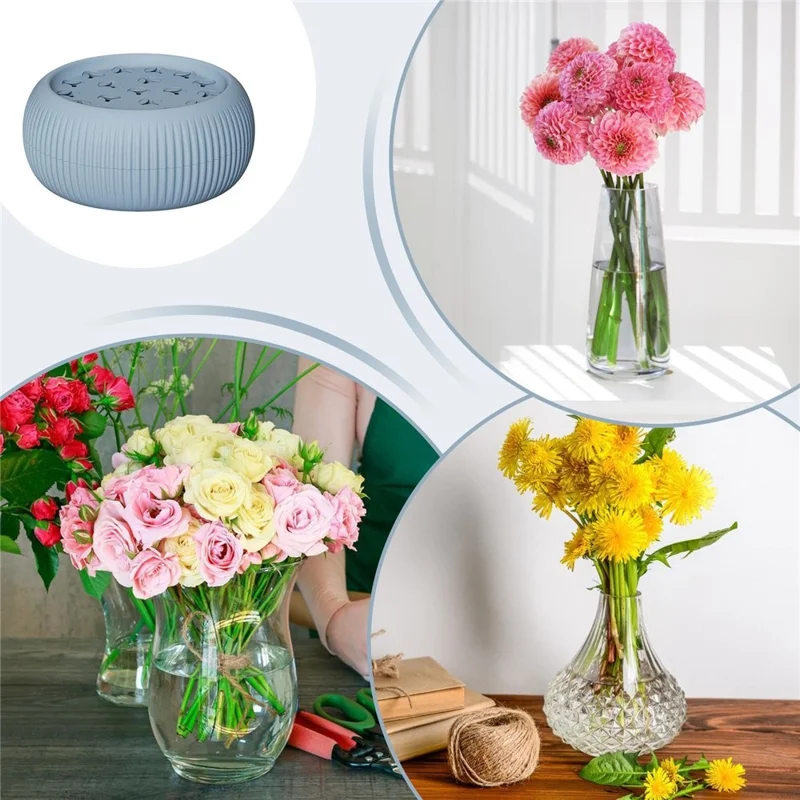 7cm Silicone Spiral Stem Holder for Vases, Flower Arrangement Holder - Blue