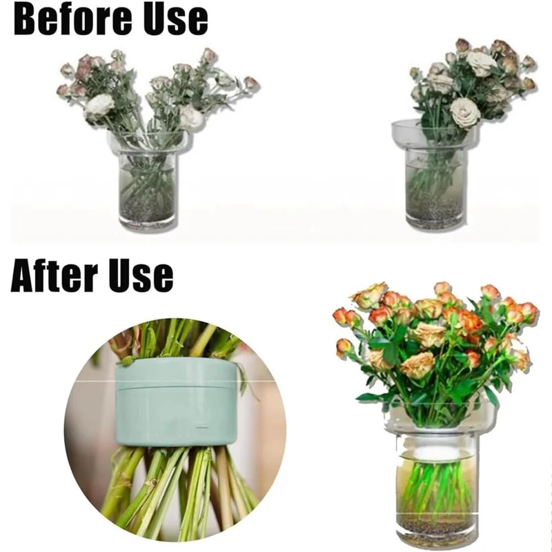 7cm Flower Arranger for Large and Small Flower Stems Reusable Bouquet Stand Spiral Flower Stem Holder ABS +TPE Flower Arranger - Green