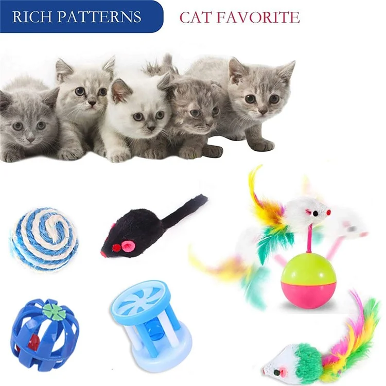 20Pcs / Set Cat Toys Set with Collapsible Rainbow Tunnel Interactive Cat Feather Mouse Crinkle Balls Toy