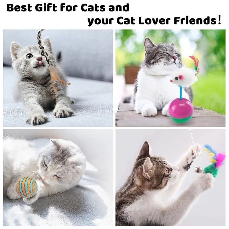 20Pcs / Set Cat Toys Set with Collapsible Rainbow Tunnel Interactive Cat Feather Mouse Crinkle Balls Toy